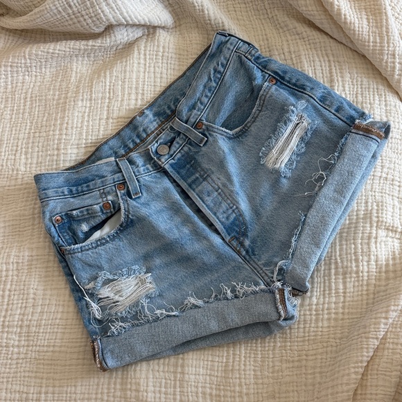 Levi's Pants - Vintage Levi’s 501 Jean denim shorts blue thrifted ripped distressed
